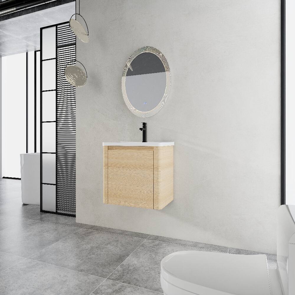 Alt View 3. Loheer - Loheer 28 inch wall mounted bathroom vanity American White Oak - American White Oak.
