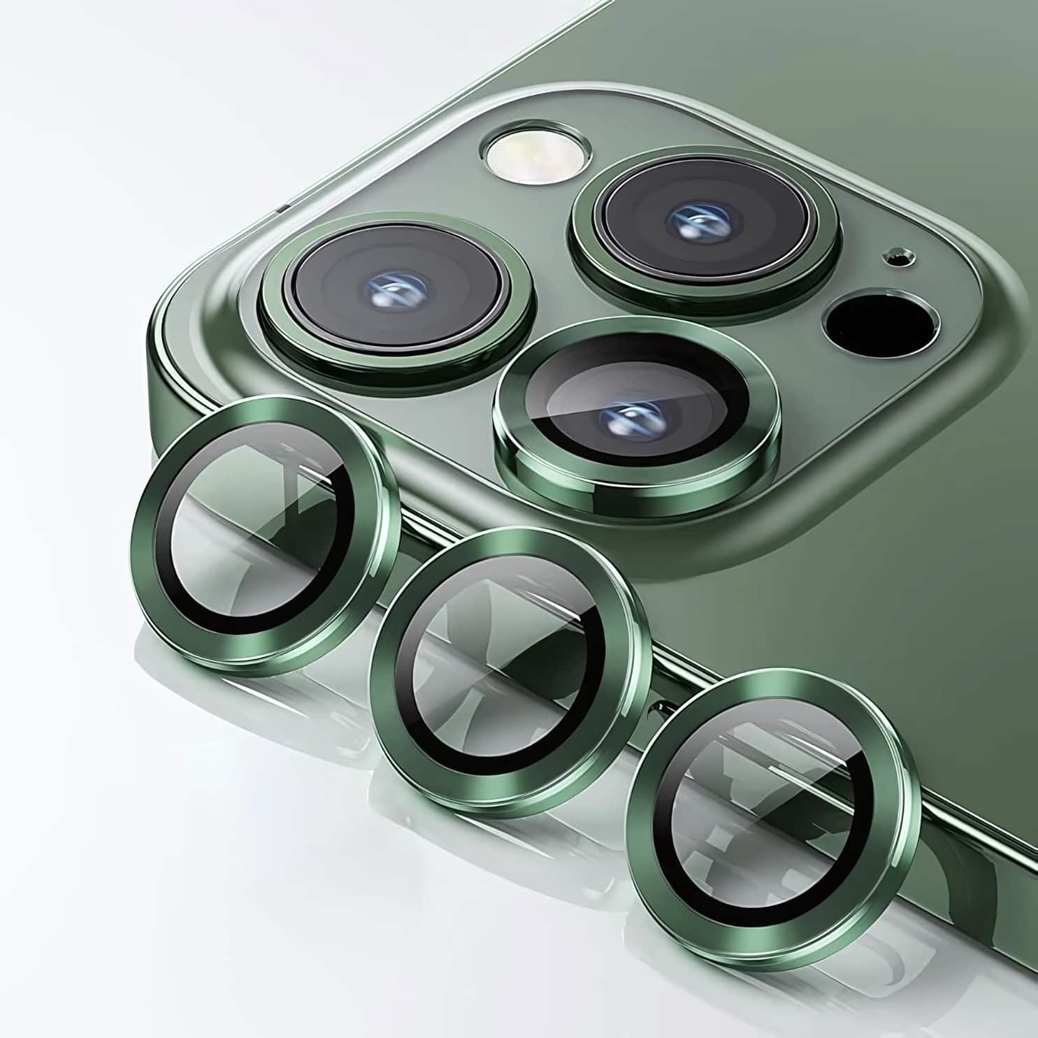 Entronix - Premium Camera Lens Protector for iPhone 13 Pro and 13 Pro Max - Durable Metal Design - Green