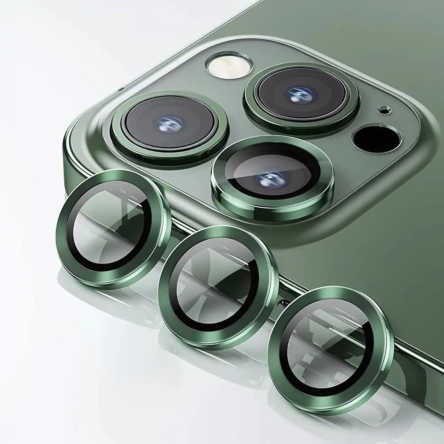 Front. Entronix - Entronix Premium Camera Lens Protector for iPhone 13 Pro and 13 Pro Max - Durable Metal Design - Green.