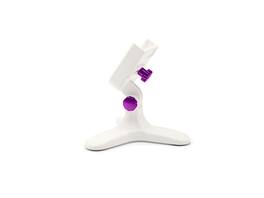 WeatherTech - DeskFone | Adjustable & Secure Fit Universal Desktop Cell Phone Holder – White Body – Violet Metal Knobs - White/Violet Metal