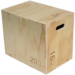 Fitvids - 16"x20"x24" Wooden Plyo Box Jump Exercise Platform Workout Equipment - Brown