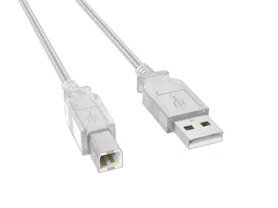 Front. Cable Leader - USB 2.0 Type A Male to B Male Printer Cable, 480Mbps, Double-Shielded, Gold-Plated - Clear.