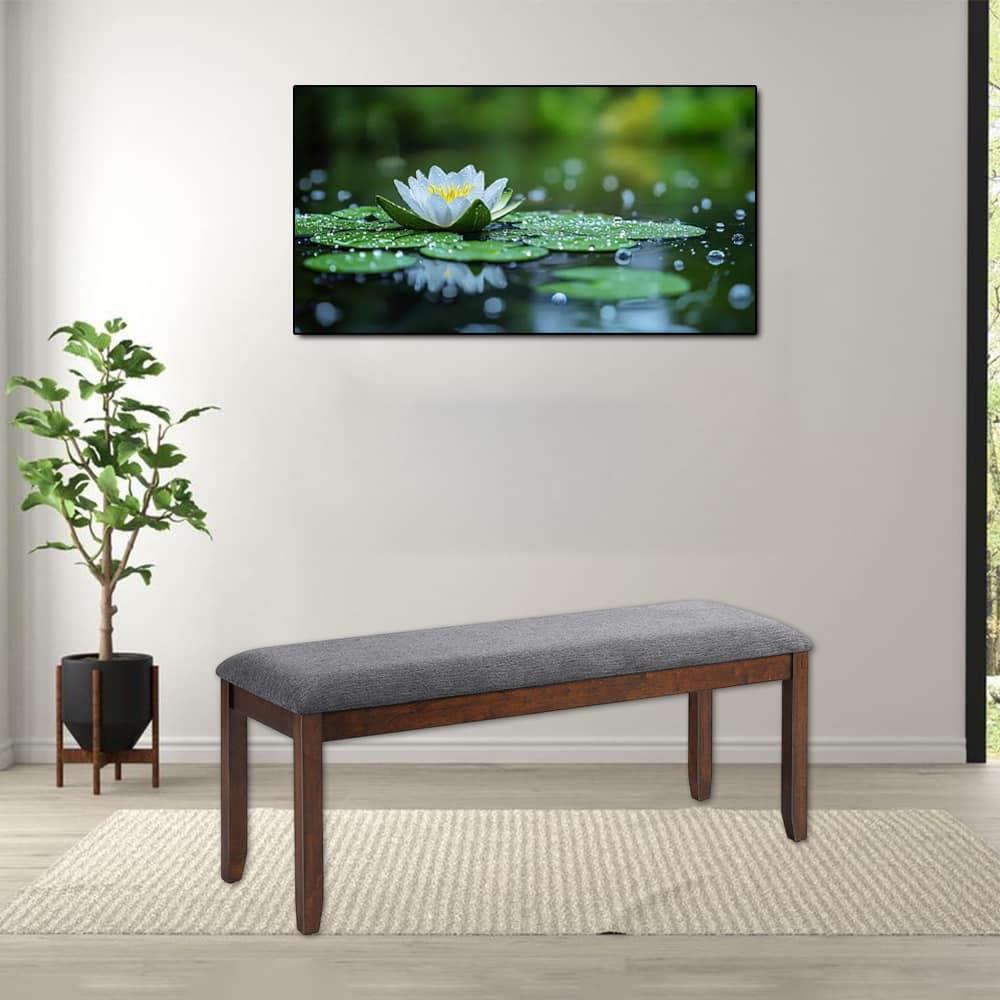 Hivvago - Upholstered Bench with Wooden Legs for Entryway or Footstool Use - Dark Gray