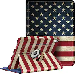 Fintie - Rotating Case for iPad Air 11-inch (M4/M3/M2) & Air 4th/5th Gen 10.9" | 360° Swivel Stand Shockproof Cover - US Flag