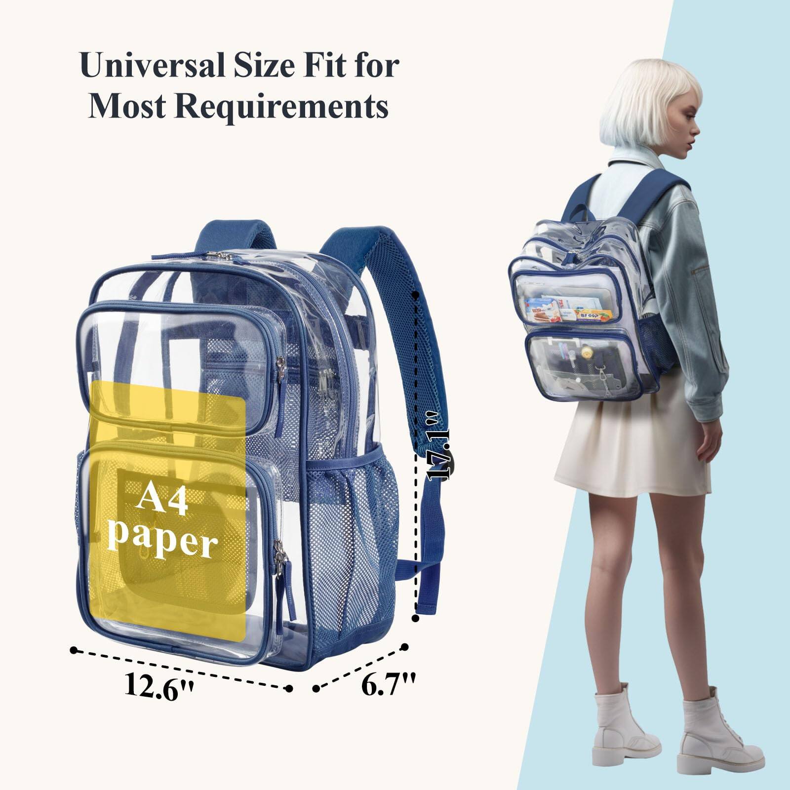 Back. Stamp n Camp - Clear Backpack For School - 17 Inch Large Heavy Duty Bookbag  See Through Pvc Backpacks (for 12 Above) - Mauve 17"-Daypack Backpacks.
