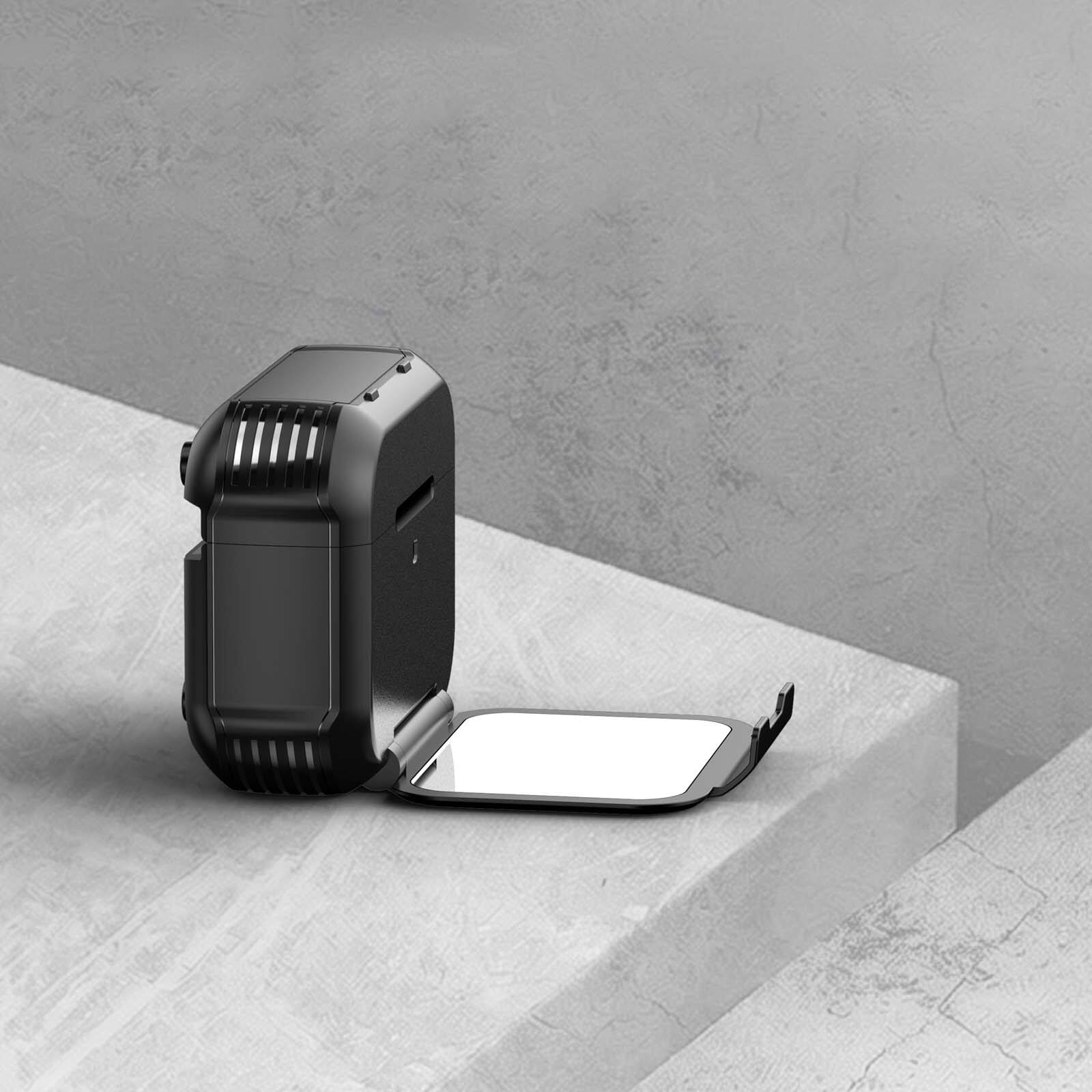 Alt View 3. Dteck - For Airpods Pro 3rd Gen (2025) Shockproof Rugged Makeup Mirror Drop Protection Case With Keychain and Stand - Silver.