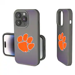 Keyscaper - NCAA - Clemson Tigers Linen Logo iPhone Soft Touch Case - 15 - Gray
