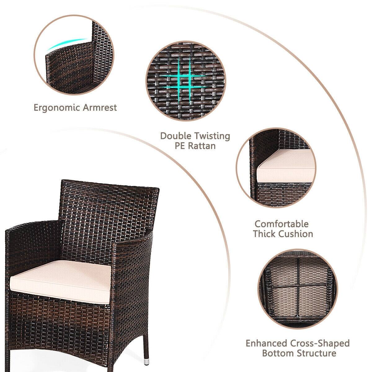 Ergonomic Armrest, Double Twisting PE Rattan, Comfortable Thick Cushion, Enhanced Cross-Shaped Bottom Structure.