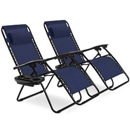 Boyel Living - 2 Pieces Folding Lounge Chair with Zero Gravity - Navy