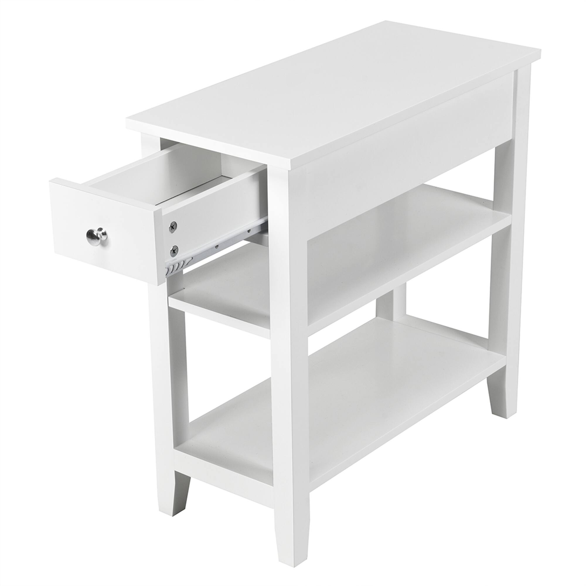 Alt View 9. Gymax - Gymax Set of 2 3Tier Nightstand Bedside Side End Table w/Double Shelves Drawer White - White.