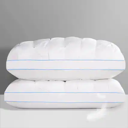 Front. Hirose Alice - Luxury Hotel Goose Pillow Cotton Cover Soft Support Suitable For Sleepers On The Sides And Queen Size Bed - White Standard (Pack of 2).