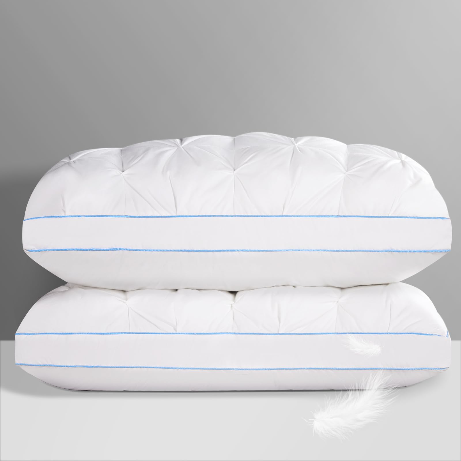 Front. Hirose Alice - Luxury Hotel Goose Pillow Cotton Cover Soft Support Suitable For Sleepers On The Sides And Queen Size Bed - White Standard (Pack of 2).