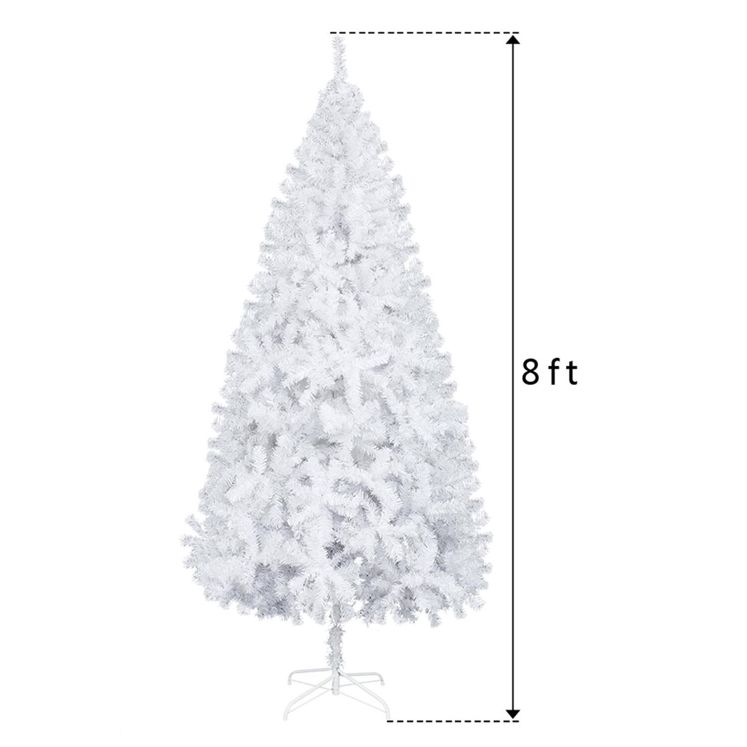 Alt View 2. Pefilos - 8ft Tall LED Flocked Tied Light Christmas Tree, Festive Lighting with Realistic Look and Warm Glow, Durable Construction - White.