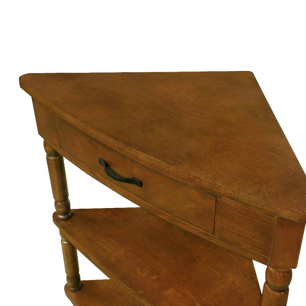 Alt View 3. Loheer - Loheer Triangle Corner Table Wood Corner Side Table for Small Spaces 3 Tier End Table with Solid Wood Legs Brown - Brown.