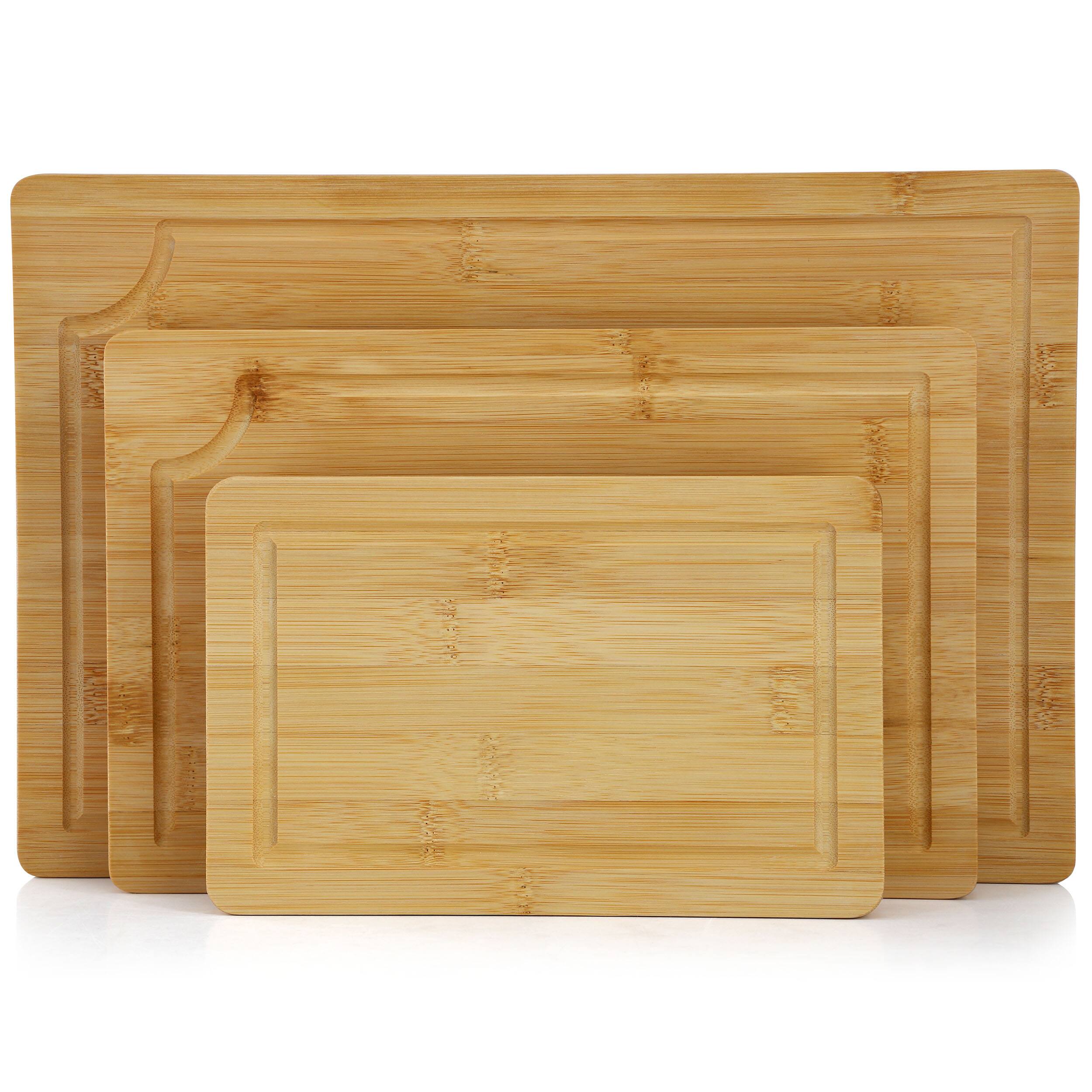 Alt View 1. MegaChef - MegaChef 3 Piece 9 Inch, 12 Inch, and 15 Inch Bamboo Wood Cutting Board Set with Juice Grooves - Brown.