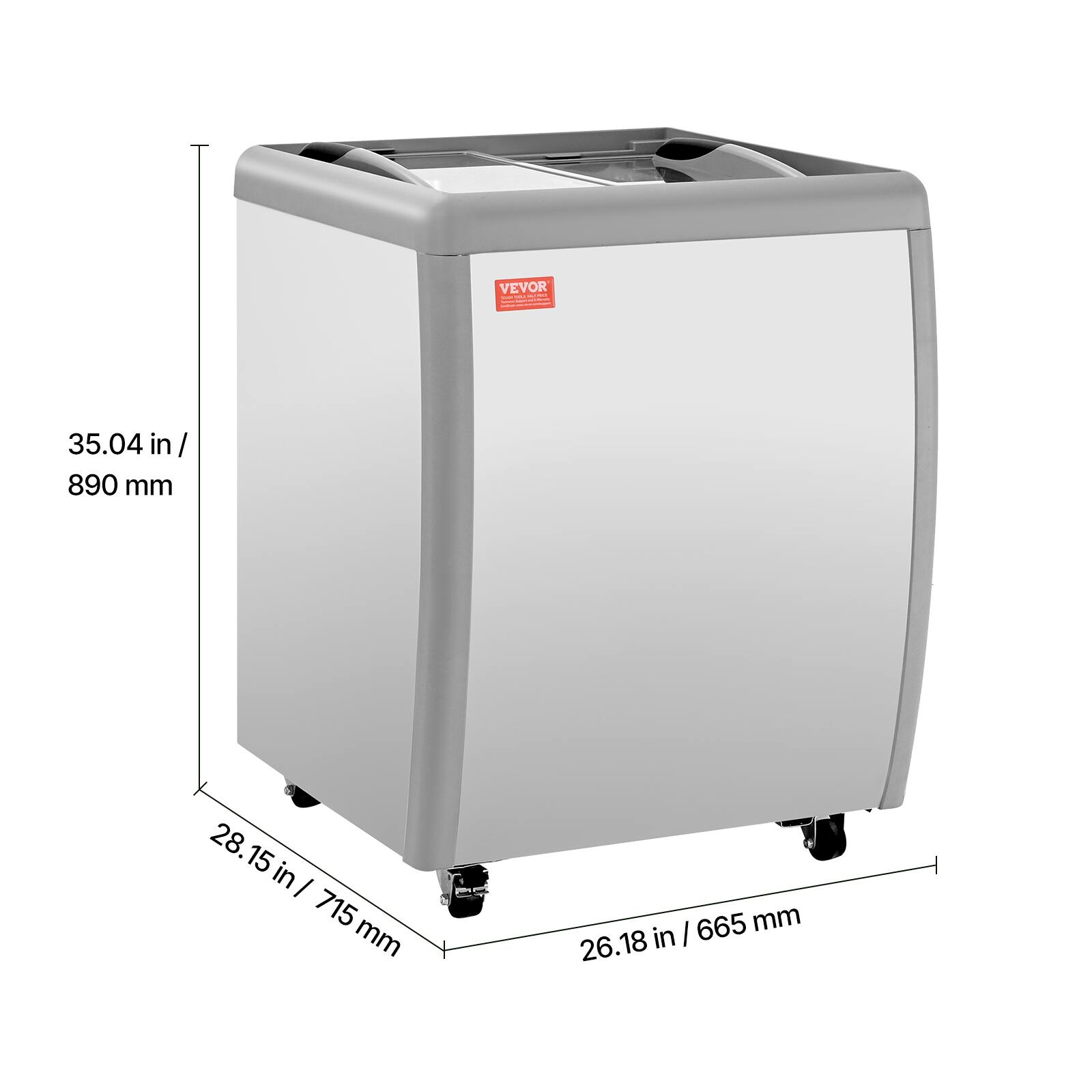 VEVOR  
35.04 in / 890 mm  
28.15 in / 715 mm  
26.18 in / 665 mm