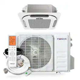 Pioneer - Quantum Ultra 18,000 BTU 1.5 Ton Ductless Mini Split 20.5 SEER 8-Way Cassette Air Conditioner with Heat Pump 230-Volt - White