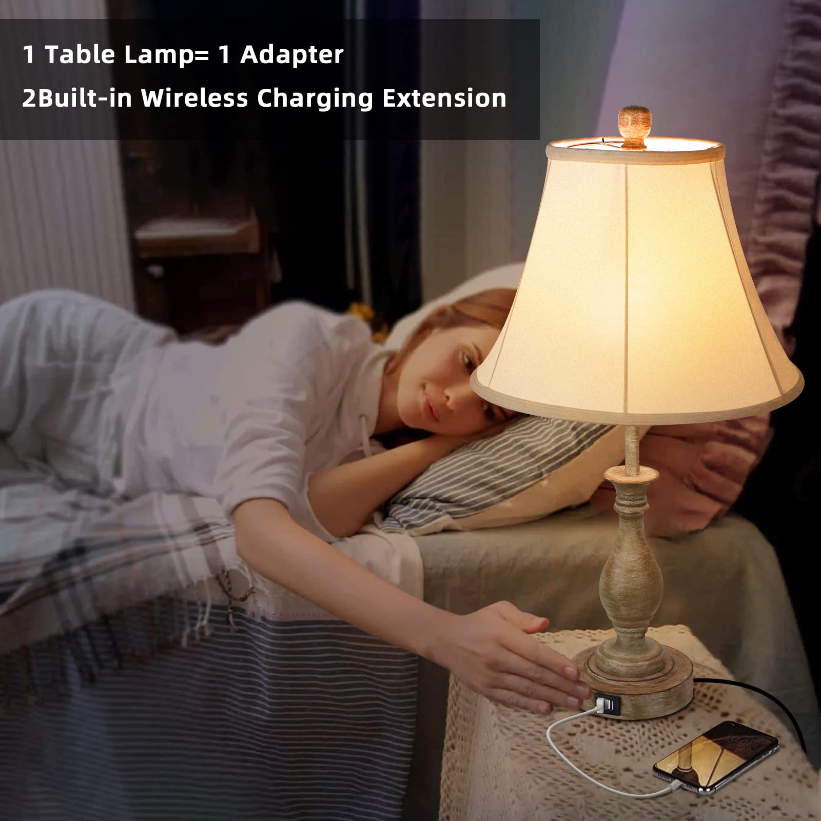 1 Table Lamp = 1 Adapter  
2 Built-in Wireless Charging Extension