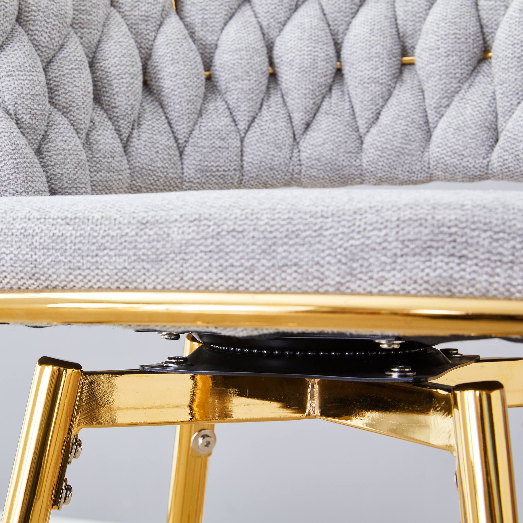 Alt View 7. APRILSOUL - Two Sets Swivel Bar Stools Cotton Linen Cushions Electroplated Metal Frames Restaurant - White.