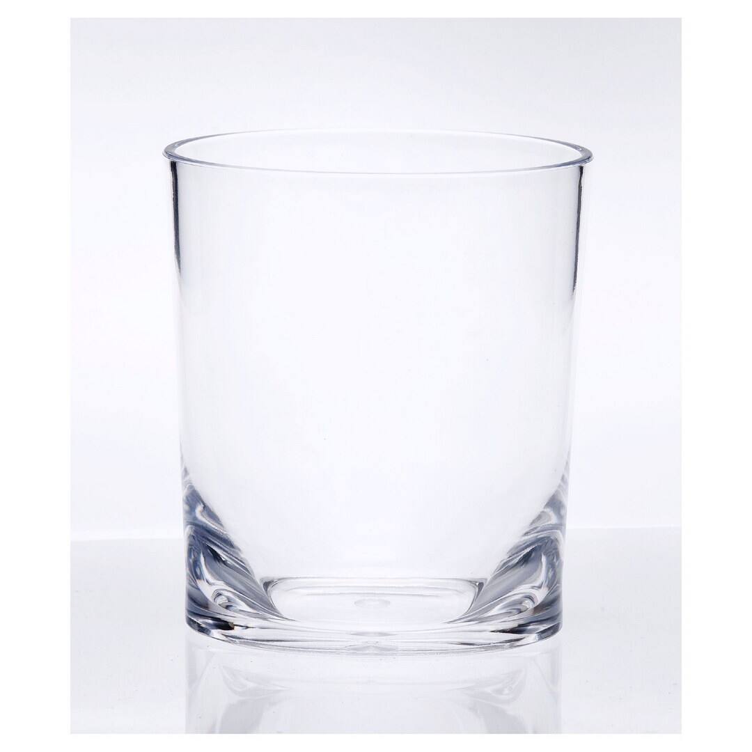 Front. APRILSOUL - Oval Halo Acrylic Glasses Set of 4 DOF Plastic BPA Free Cocktail Drinkware Water Tumblers - white.