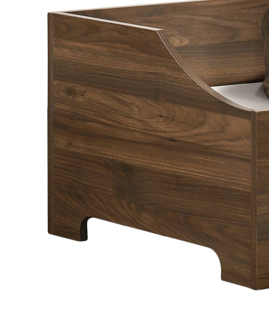 Left. Siljoy - 36" Modern Alder Wood Finish Pet Bed with Removable Cushion, Brown Color, 22 lb Capacity - Brown.