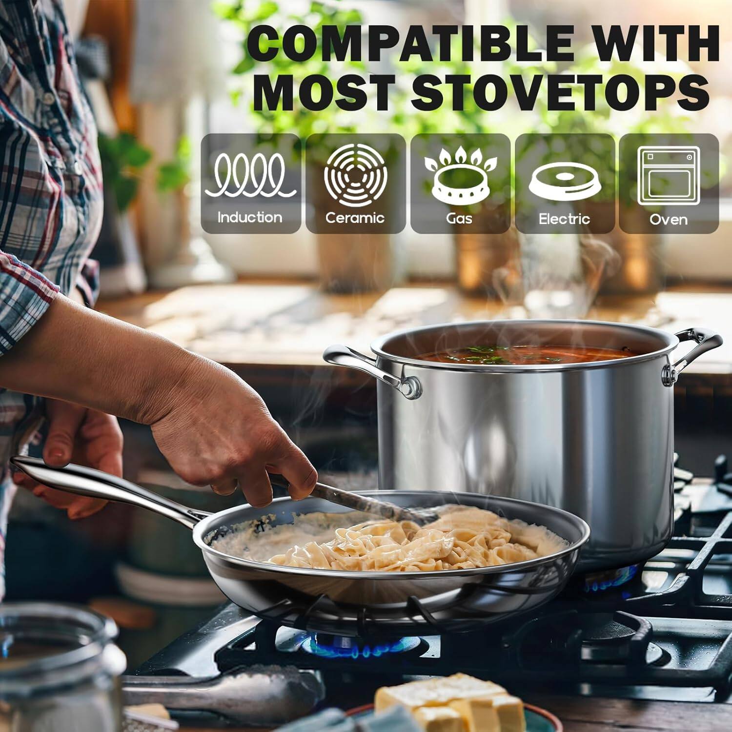 Cooks Standard Multi Ply Clad 8 Qt S/S Stock Pot w/Lid | for Boiling ...