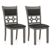 Costway Upholstered Dining Chair Set of 2 Armless Chair with Padded Backrest & Seat - Cappuccino, Black - Front_Zoom