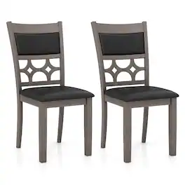 Costway - Upholstered Dining Chair Set of 2 Armless Chair with Padded Backrest & Seat - Cappuccino, Black