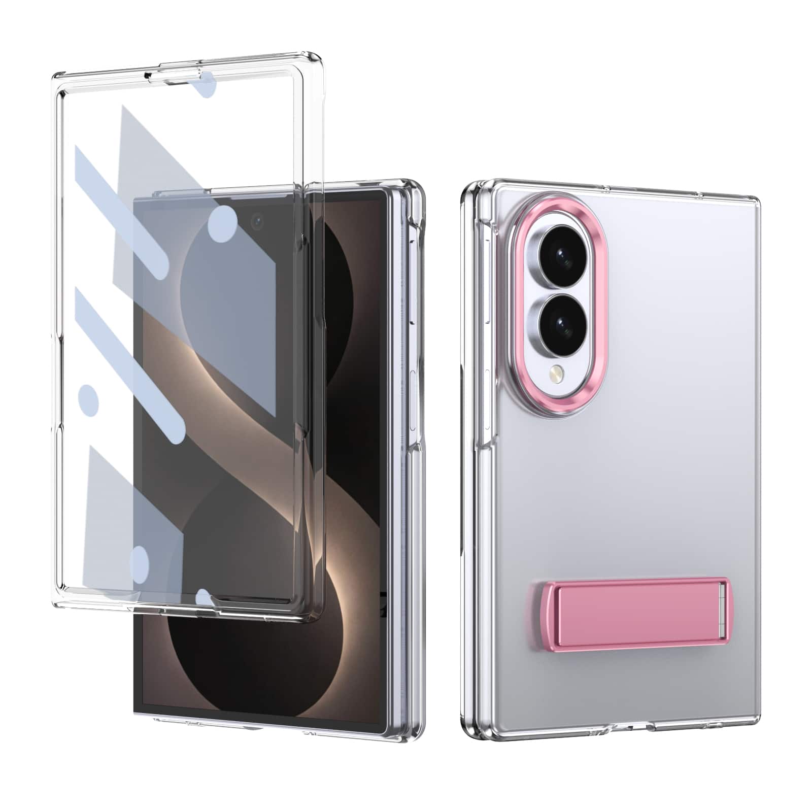 Dteck - for Samsung Galaxy Z Fold8 Slim Clear Case with Built-in Screen Protector & Kickstand, Shockproof Hard PC Shell - Pink price history on PriceWatchPro