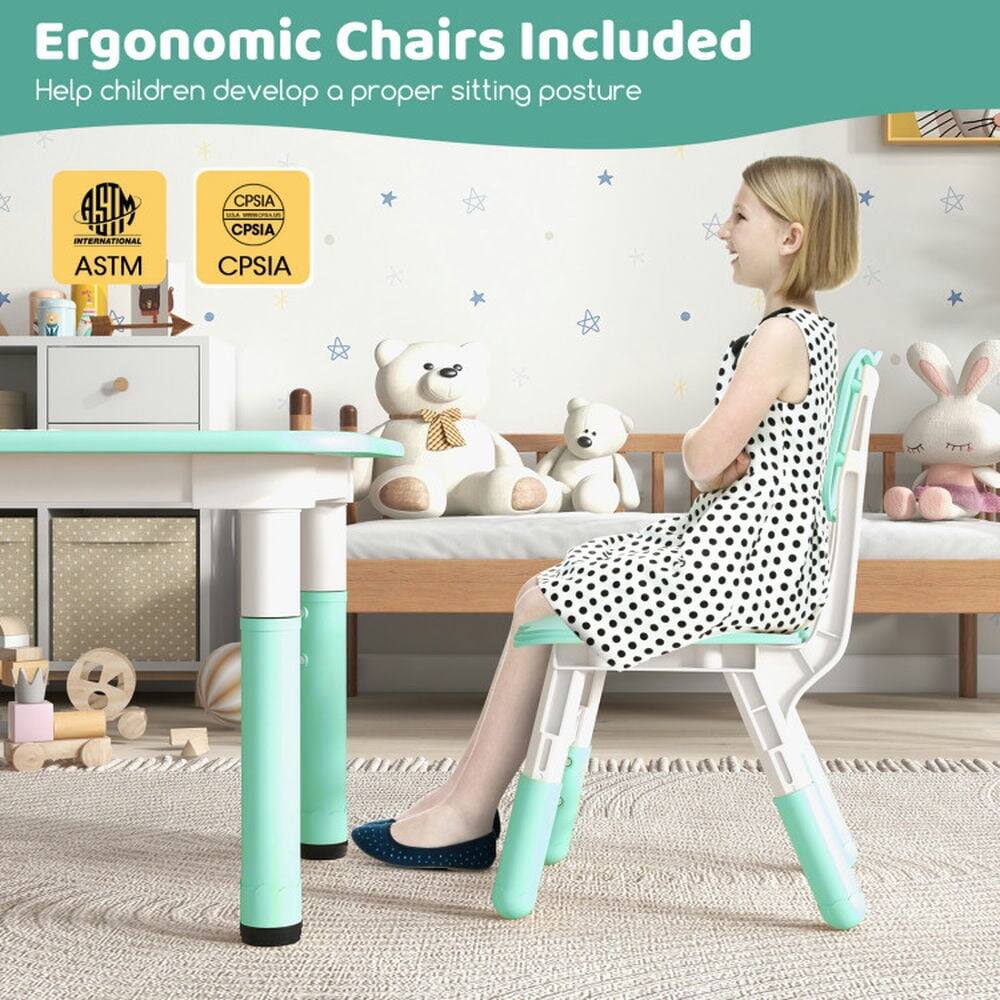 Ergonomic Chairs Included  
Help children develop a proper sitting posture  

ASTM  
CPSIA  
CPSIA