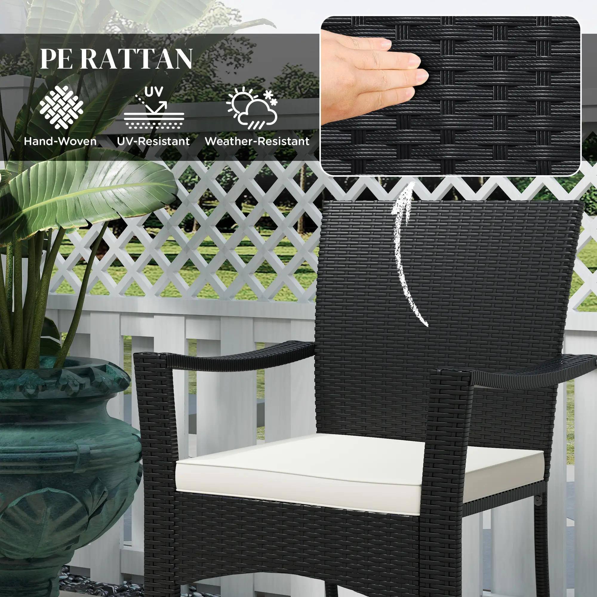 PE RATTAN  
Hand-Woven  
UV-Resistant  
Weather-Resistant