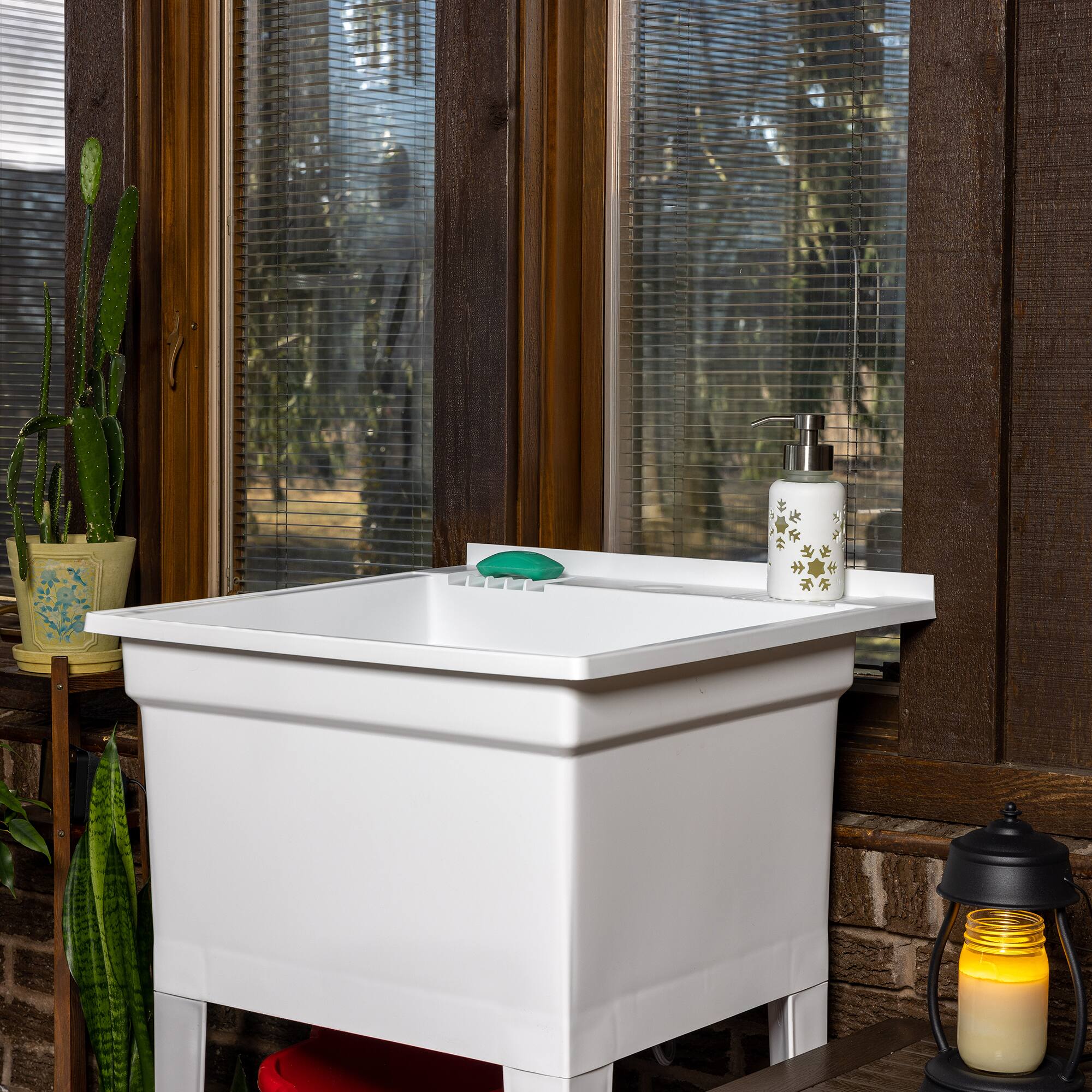 Alt View 2. UTILITYSINKS - Utility Sink Heavy Duty Freestanding Utility Tub Sink, 24 x 24 Inches, White - White.