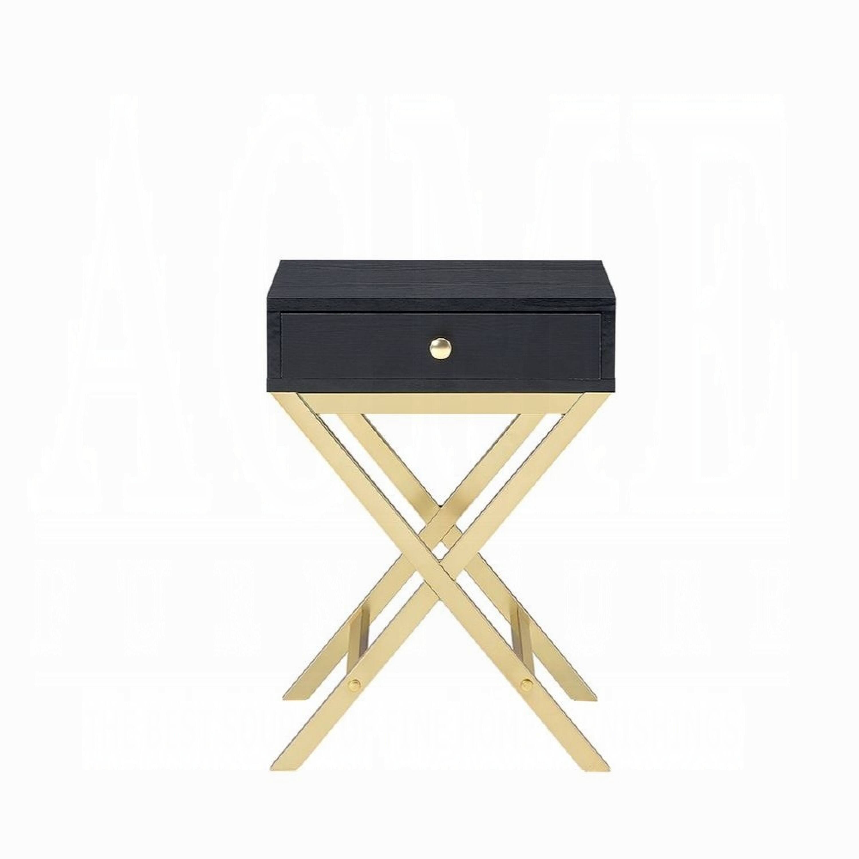 Alt View 1. Manhattan Lane - Stylish Side Table - Black&Gold.