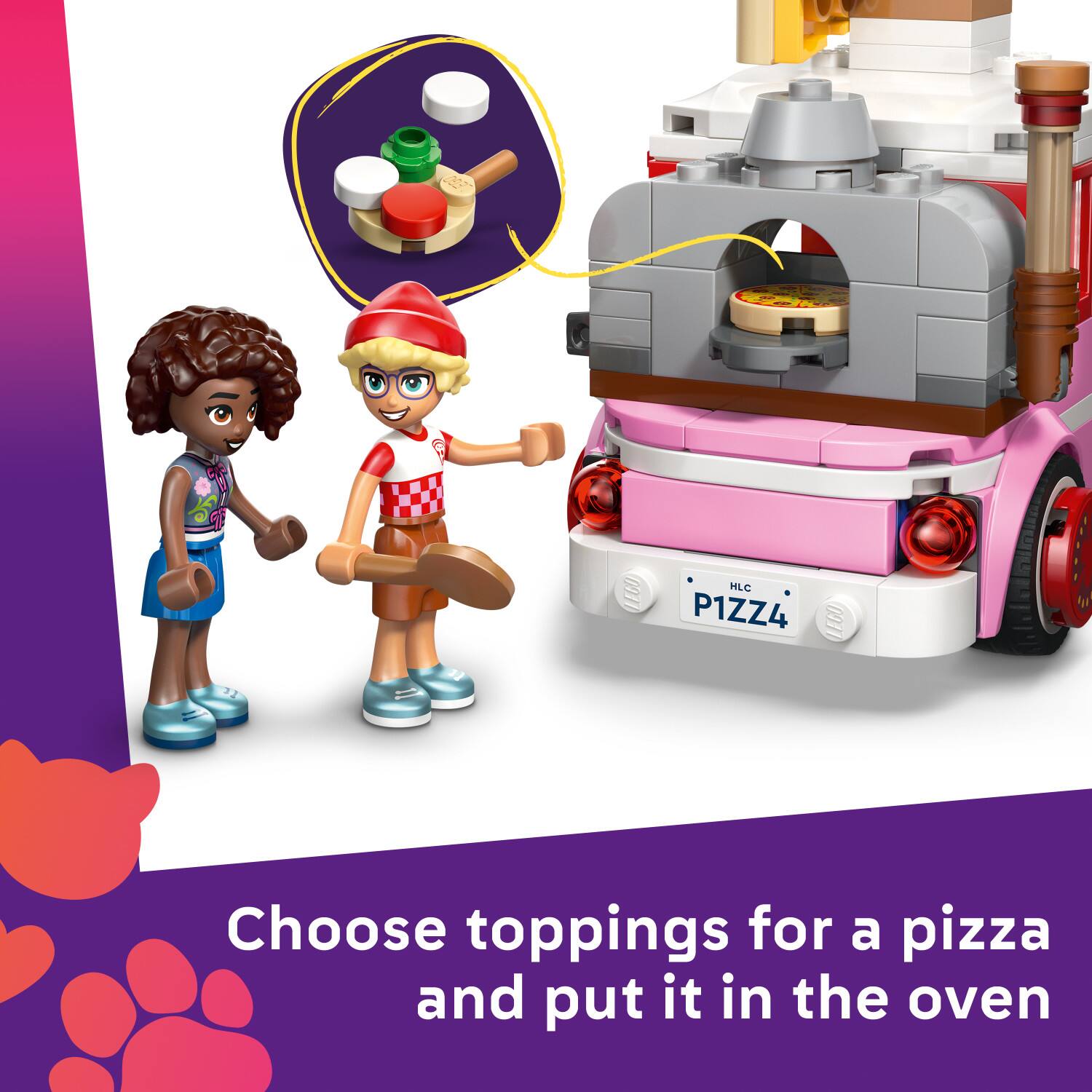HLC P1ZZ4 Choose toppings for a pizza and put it in the oven