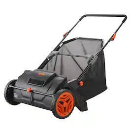 VEVOR - Push Lawn Sweeper, 21inch Leaf & Grass Collector, Strong Plastic Wheels & Heavy Duty Thickened Steel Durable to Use - Black