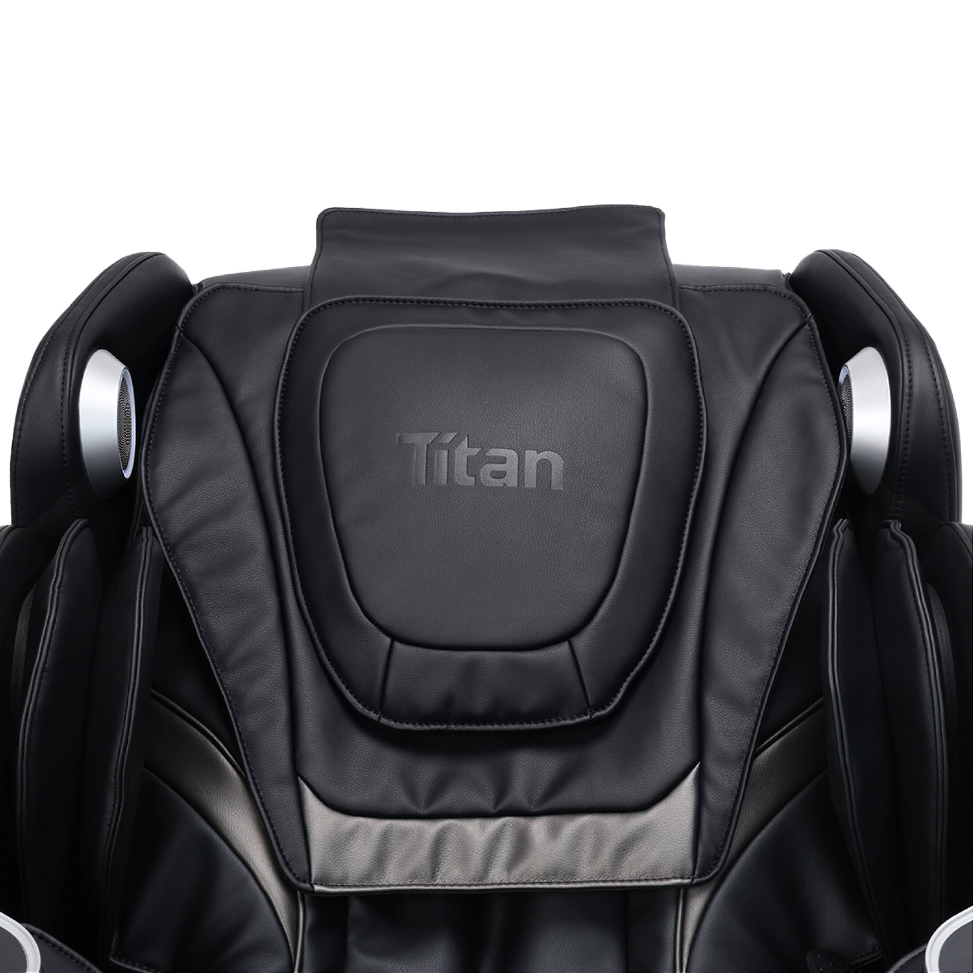 Back. Titan - Pro 4D Aria Zero Gravity Massage Chair with Dual Rail, Dual Heating, Calf Rollers - Black - Black.