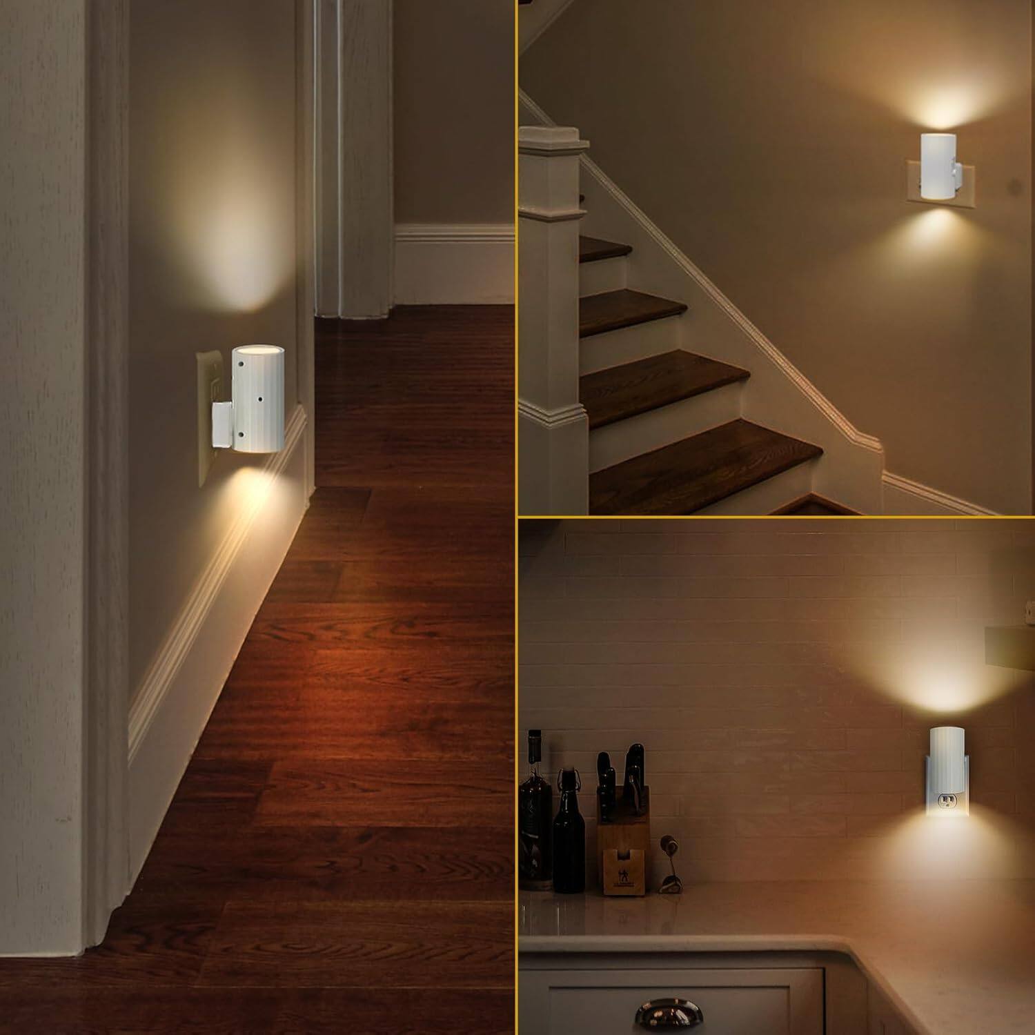 Alt View 3. FINEAK - LED Night Lights Plug into Wall, Sensor Dusk to Dawn (2 Pack) - White.