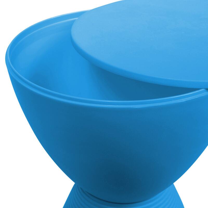 Alt View 5. LeisureMod - Boyd Modern Round Hourglass Accent Side Table, Drum Storage Table with Ribbed Base for Indoor/Outdoor - Blue.