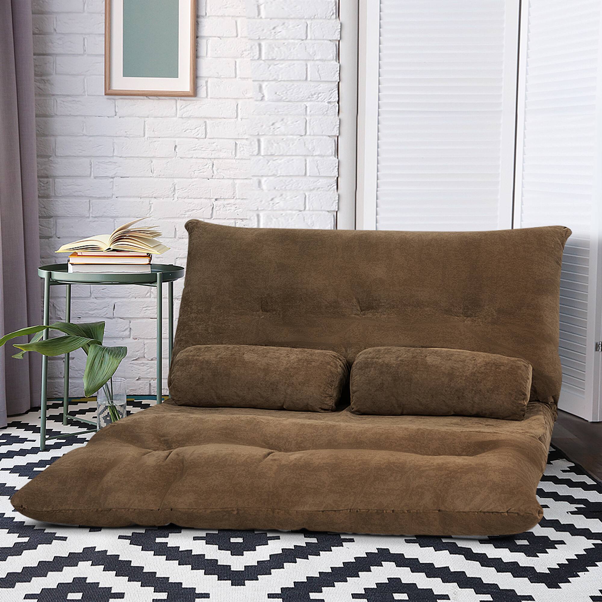 Alt View 1. Costway - Costway Floor Sofa Bed 6-Position Adjustable Sleeper Lounge Couch with 2 Pillows - Coffee.