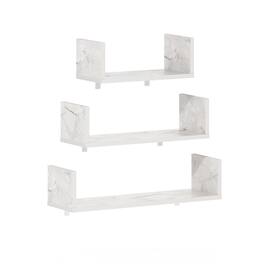 Furinno - Rossi Bedroom Decor Wall Mounted Floating Display Shelves, Set of 3 - Marble White