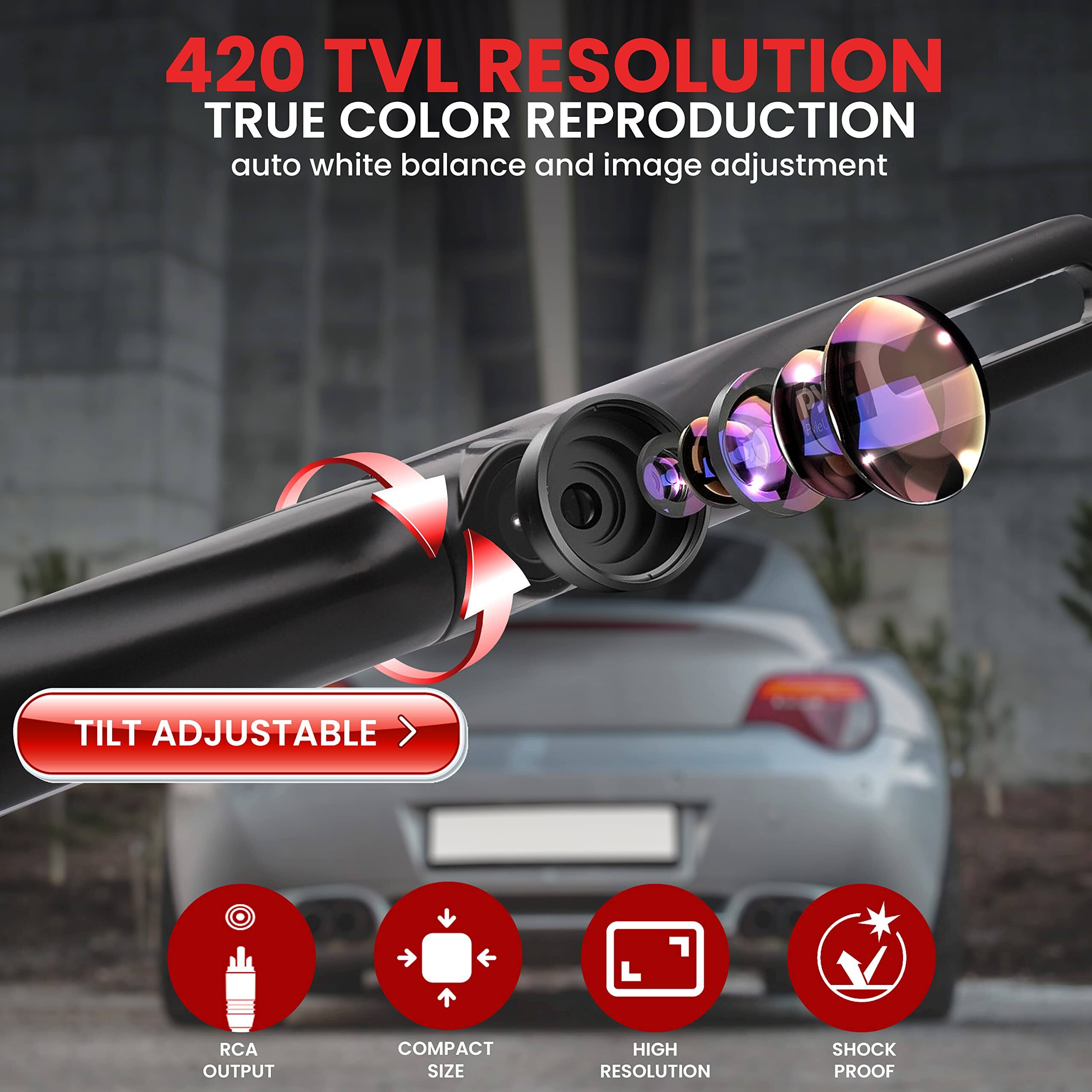 420 TVL RESOLUTION  
TRUE COLOR REPRODUCTION  
auto white balance and image adjustment  

TILT ADJUSTABLE  

RCA OUTPUT  
COMPACT SIZE  
HIGH RESOLUTION  
SHOCK PROOF
