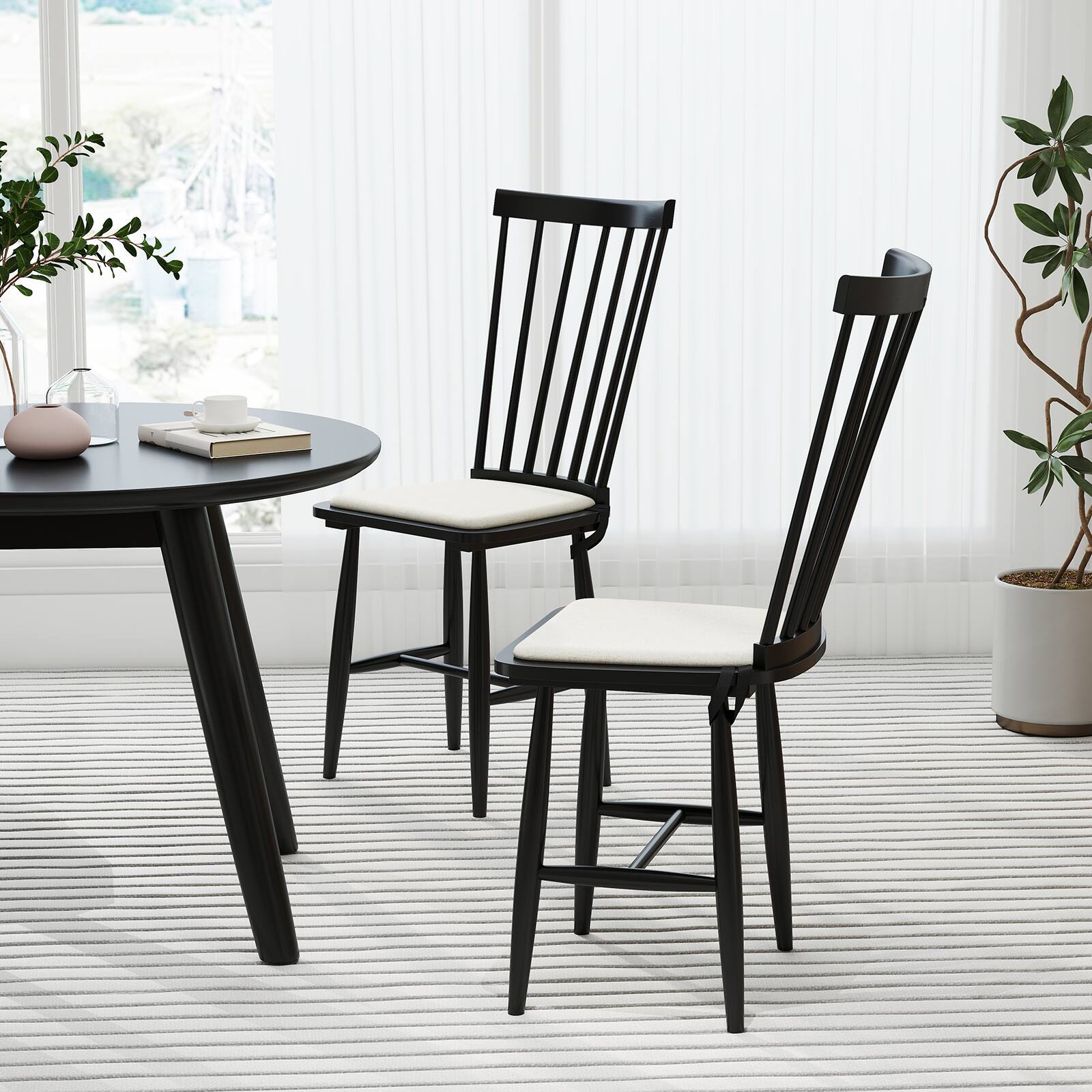 Alt View 4. Costway - Costway Dining Chairs Set of 4 with Removable Seat Cushions for Dining Room, Kitchen - Black.