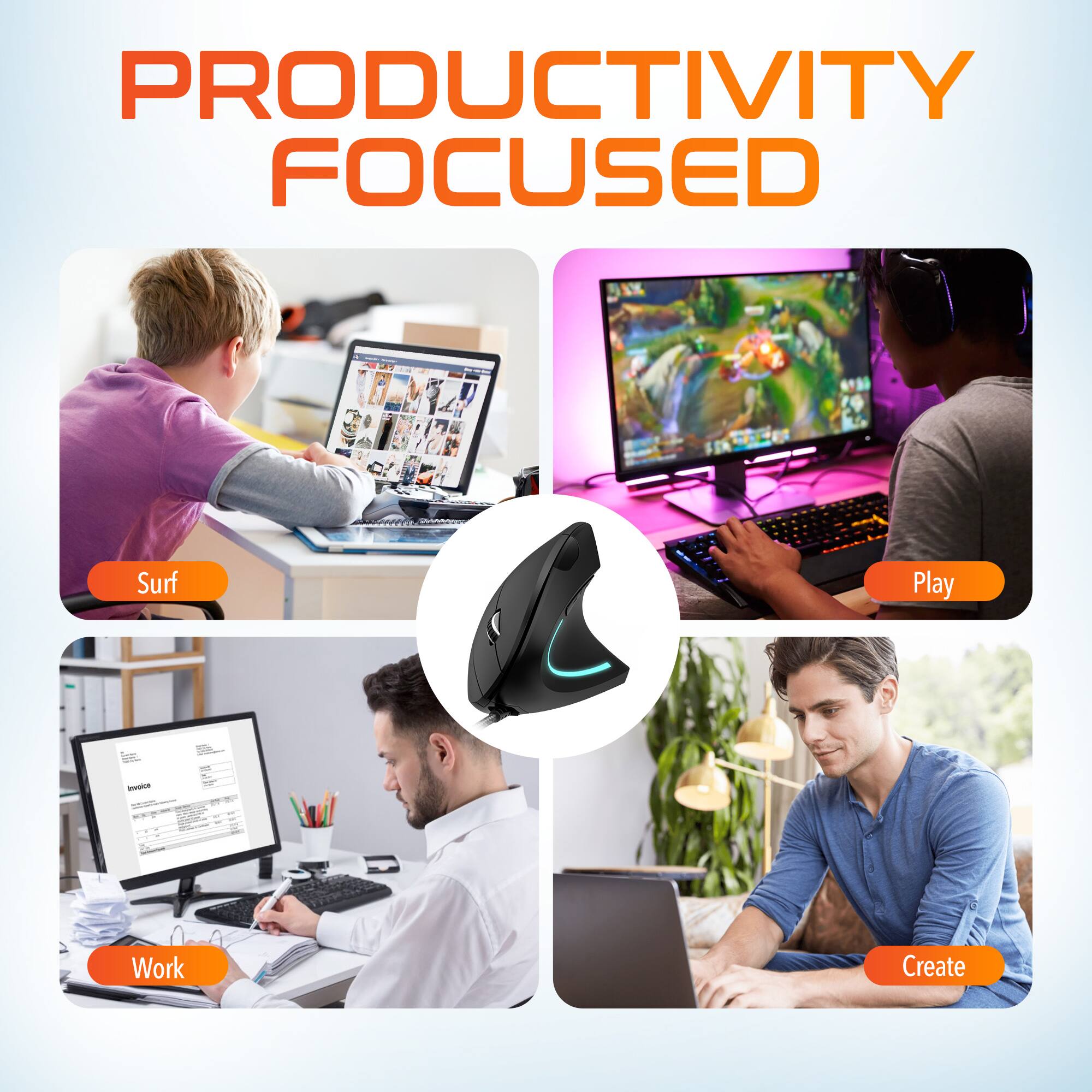 PRODUCTIVITY FOCUSED
Surf
Play
Work
Create