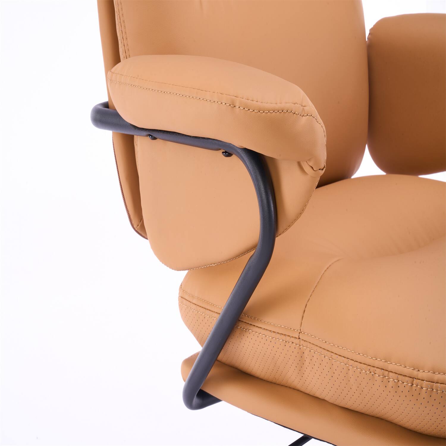 Alt View 4. Forest'nSky - Camel Ergonomic White Leather Office Chair, Reclining Backrest with Adjustable Height & 360° Swivel, Easy Assembly - Camel.