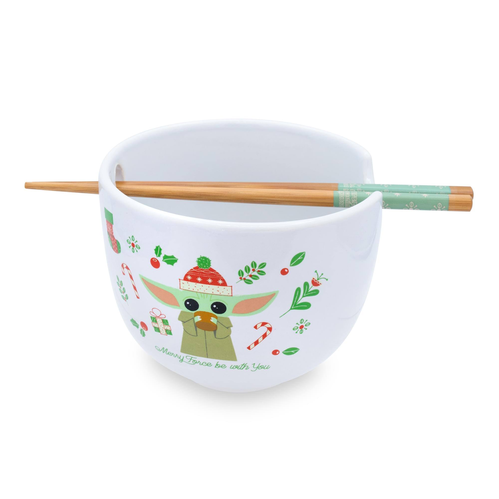 Silver Buffalo - Star Wars: The Mandalorian Grogu "Merry Force" Ramen Bowl and Chopstick Set - Red - Thumbnail 3