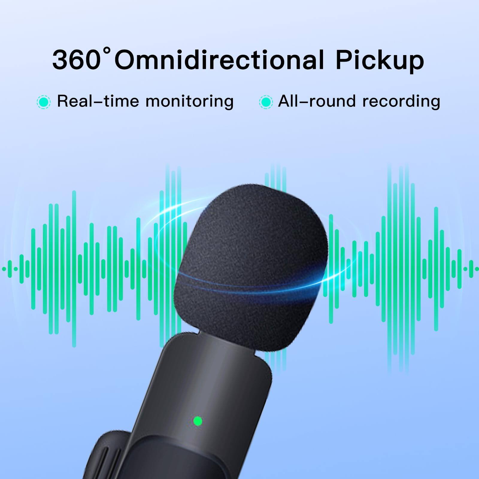 360° Omnidirectional Pickup  
- Real-time monitoring  
- All-round recording