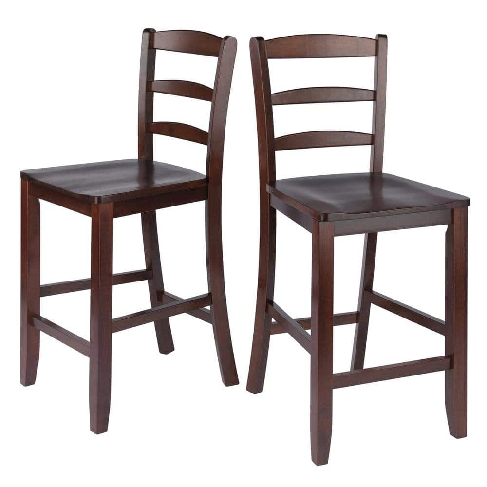"FurniFact - 2-Pc 24"" Ladder Back Counter Stools - Walnut" price history on PriceWatchPro
