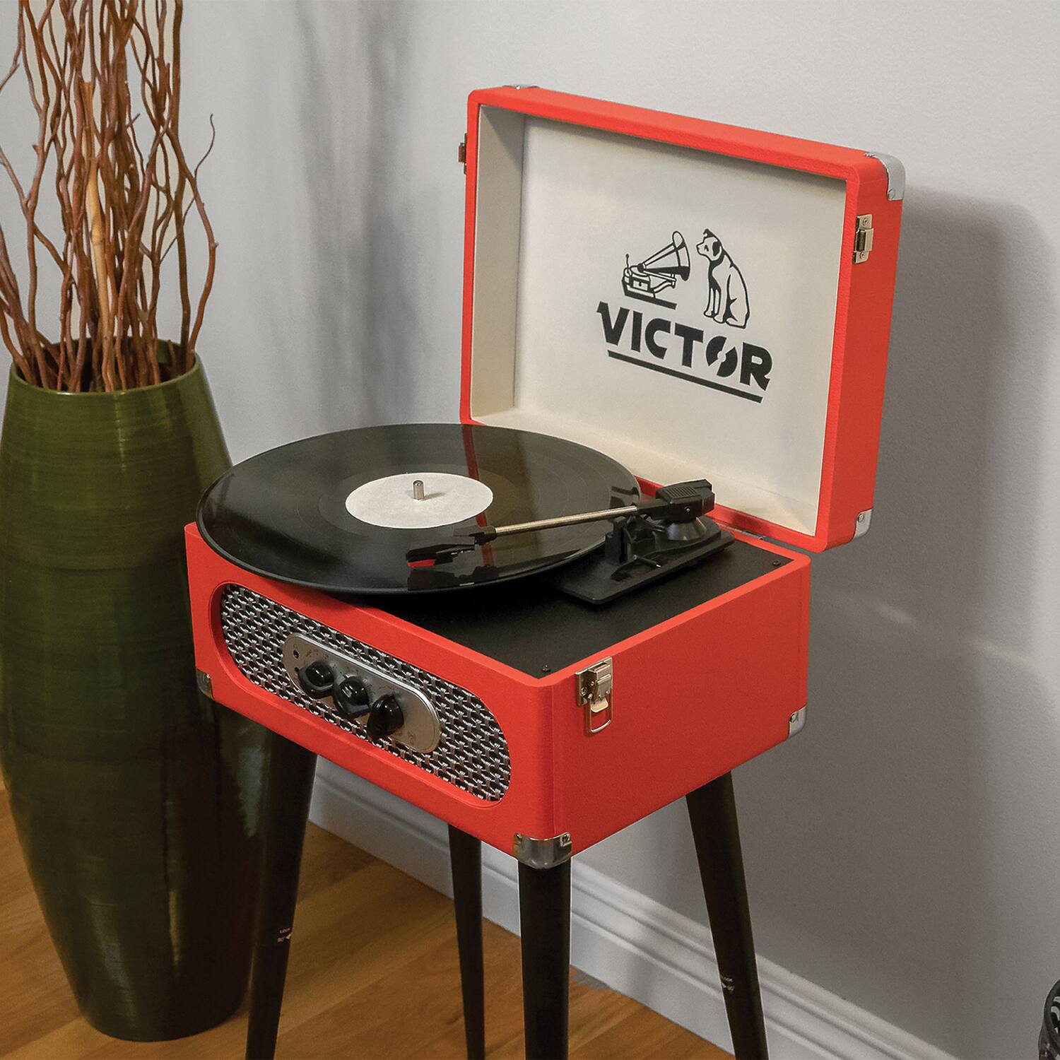 Back. Victor Audio - Victor Andover 5-in-1 Turntable Music Center - Red.