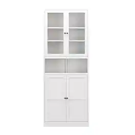 Ecooso - 72" Tall Metal Kitchen Pantry Cabinet with Adjustable Shelves, Heavy Duty Stainless Steel Freestanding Storage - White