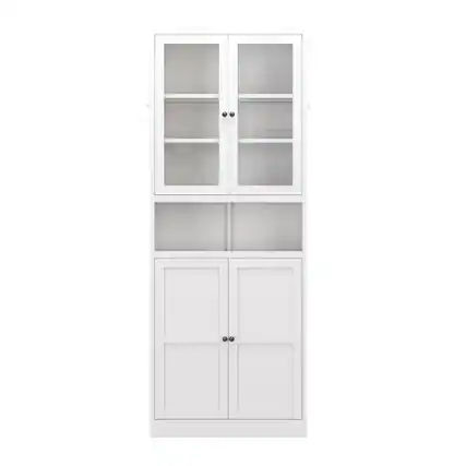 Front. Ecooso - 72" Tall Metal Kitchen Pantry Cabinet with Adjustable Shelves, Heavy Duty Stainless Steel Freestanding Storage - White.